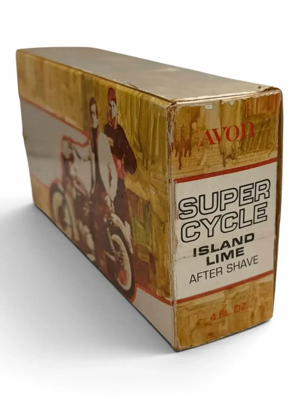 Vintage Avon Island Lime After Shave Glass Motorcycle Decanter in Box
